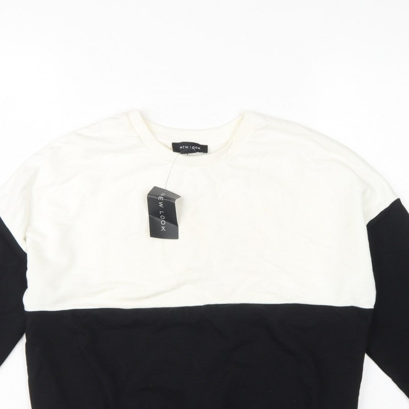 New Look Women’s Black Cream Colourblock Pullover Sweatshirt UK 10