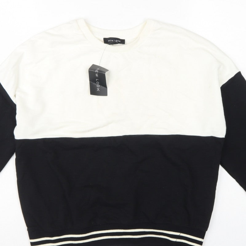 New Look Women’s Black Cream Colourblock Pullover Sweatshirt UK 10