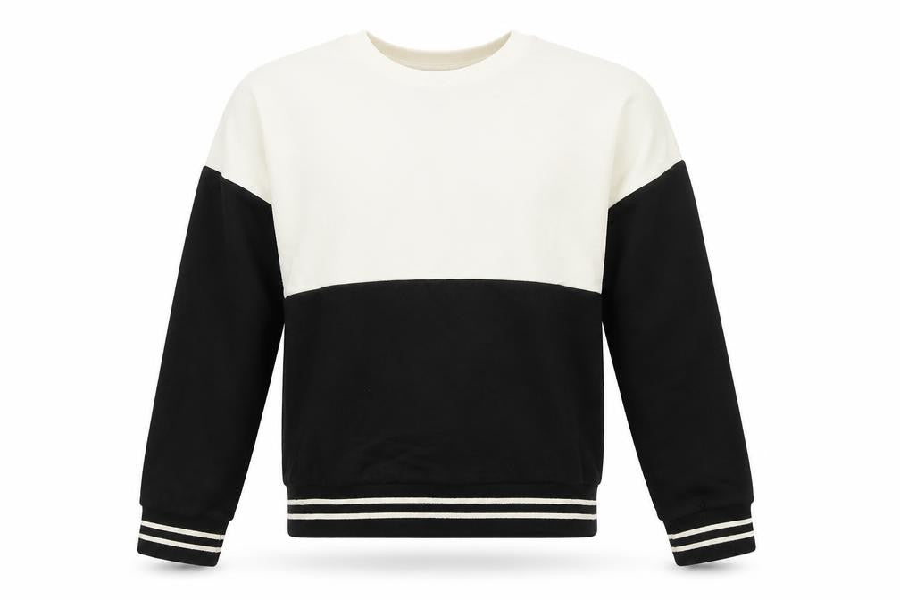 New Look Women’s Black Cream Colourblock Pullover Sweatshirt UK 10