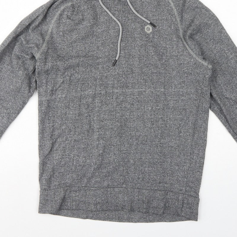 Jack & Jones Men Grey S Pullover Hoodie Logo Drawstring