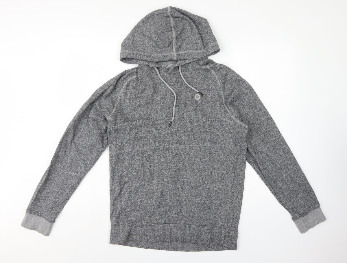 Jack & Jones Men Grey S Pullover Hoodie Logo Drawstring