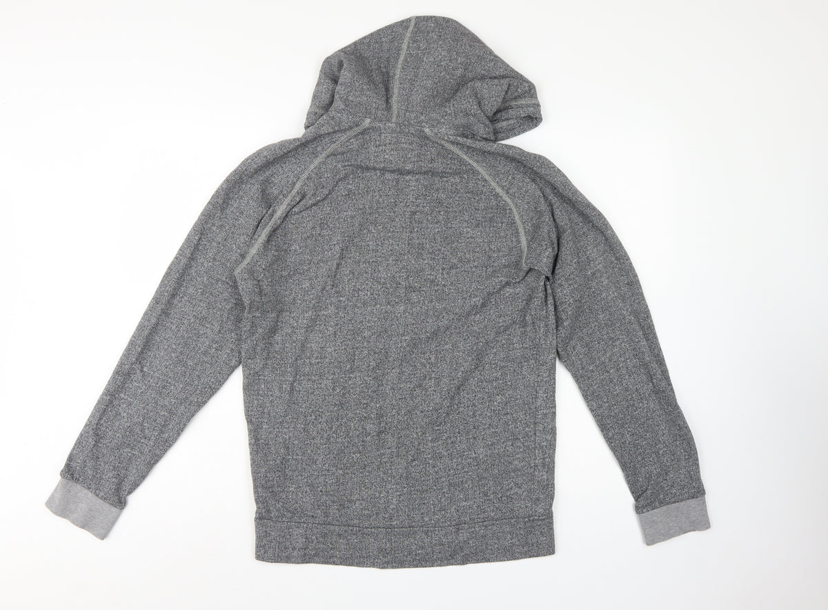 Jack & Jones Men Grey S Pullover Hoodie Logo Drawstring