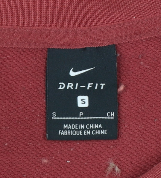 Nike Women’s Red S Dri-FIT Cropped Pullover Sweatshirt Logo Raglan