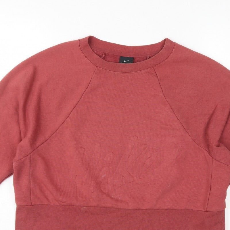 Nike Women’s Red S Dri-FIT Cropped Pullover Sweatshirt Logo Raglan