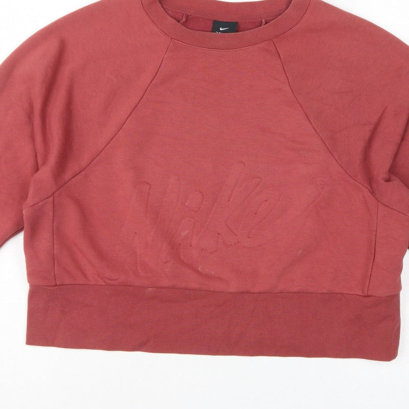 Nike Women’s Red S Dri-FIT Cropped Pullover Sweatshirt Logo Raglan