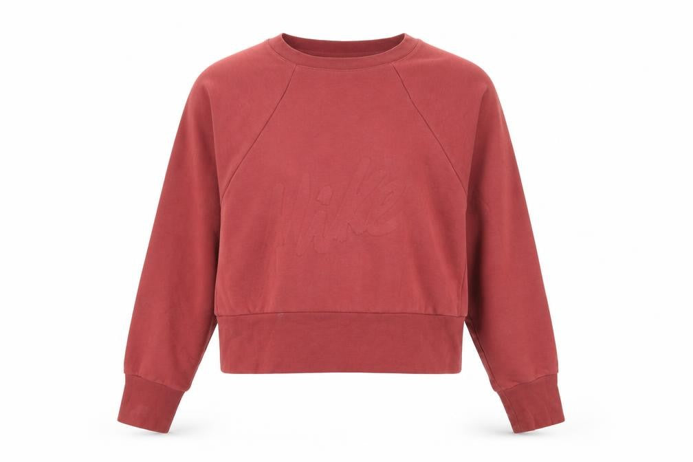 Nike Women’s Red S Dri-FIT Cropped Pullover Sweatshirt Logo Raglan