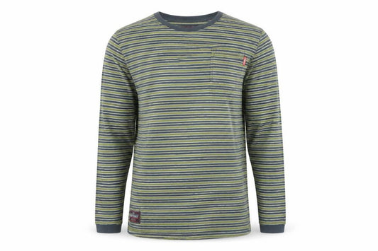 Superdry Men’s Green Striped Long Sleeve Crew Neck T-Shirt L