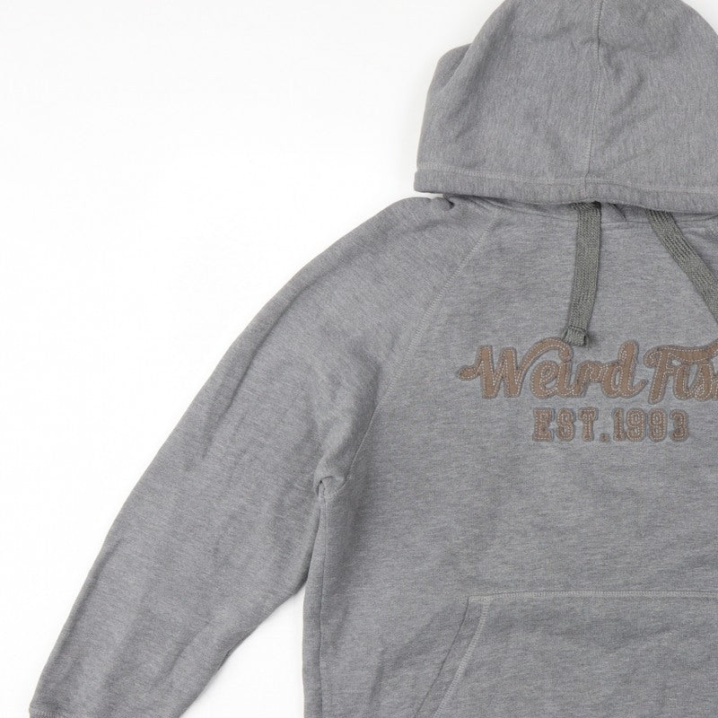 Weird Fish Men’s Grey M Pullover Hoodie Embroidered Logo