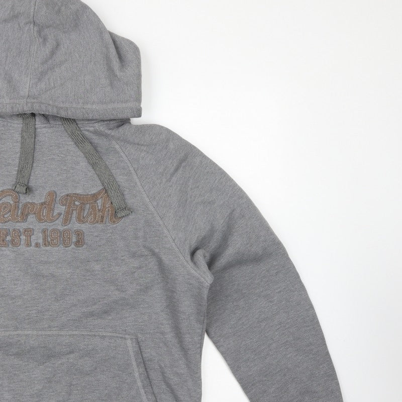 Weird Fish Men’s Grey M Pullover Hoodie Embroidered Logo