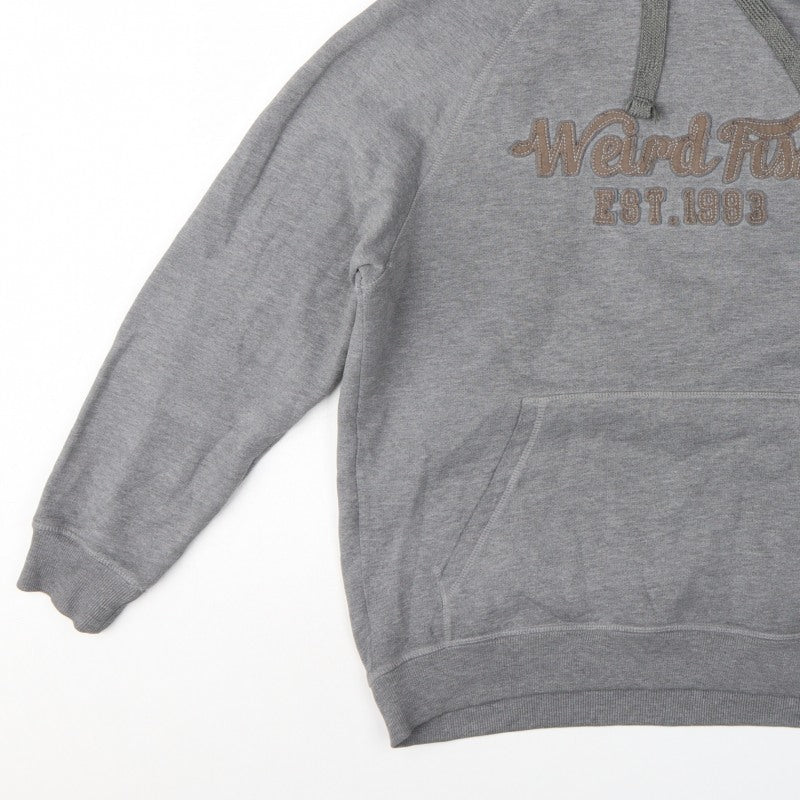Weird Fish Men’s Grey M Pullover Hoodie Embroidered Logo