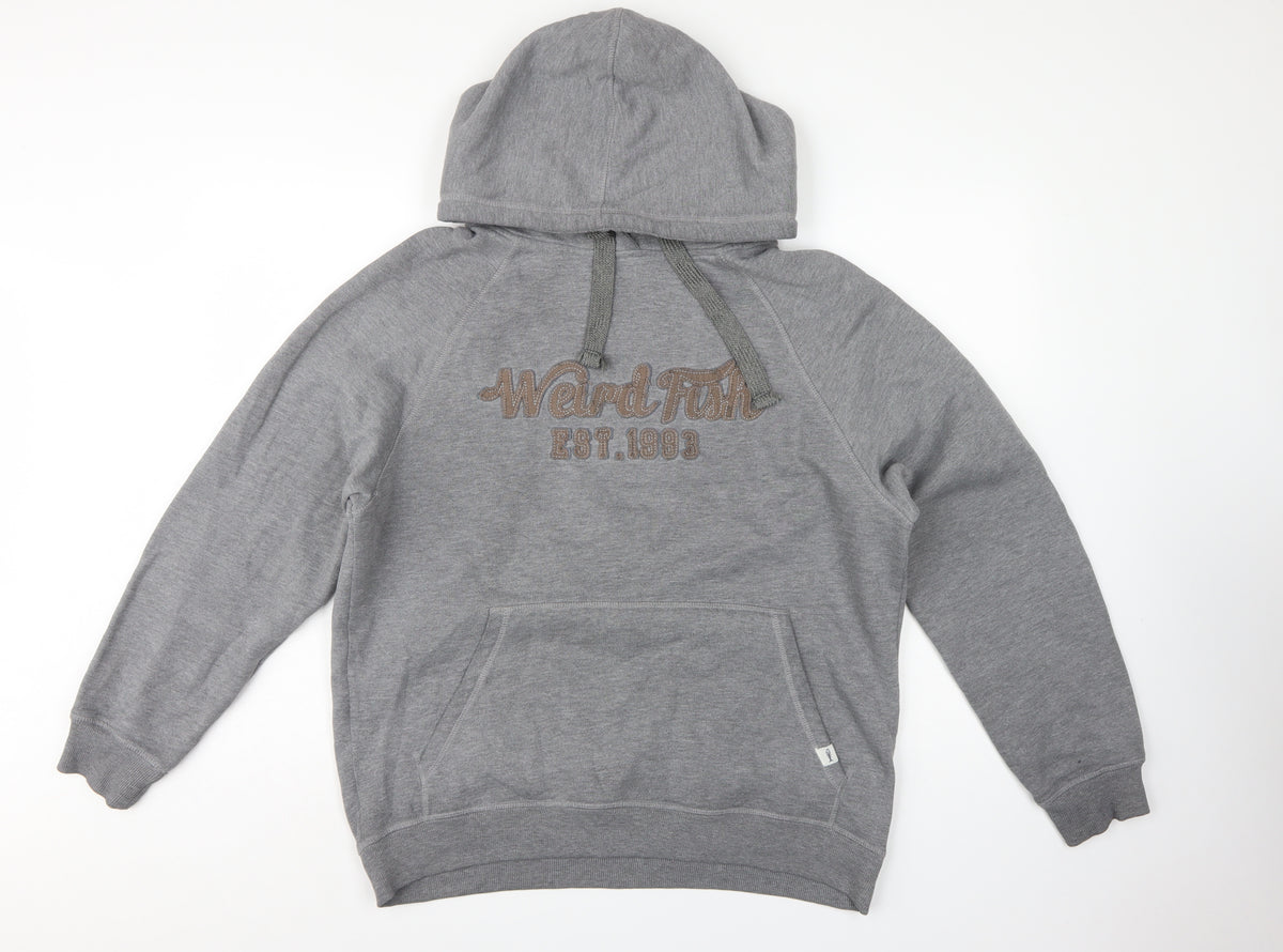 Weird Fish Men’s Grey M Pullover Hoodie Embroidered Logo