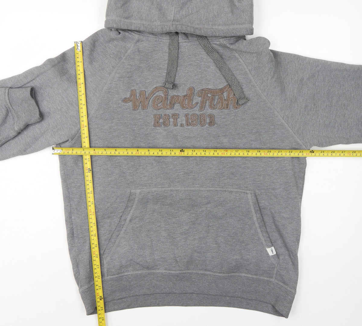 Weird Fish Men’s Grey M Pullover Hoodie Embroidered Logo