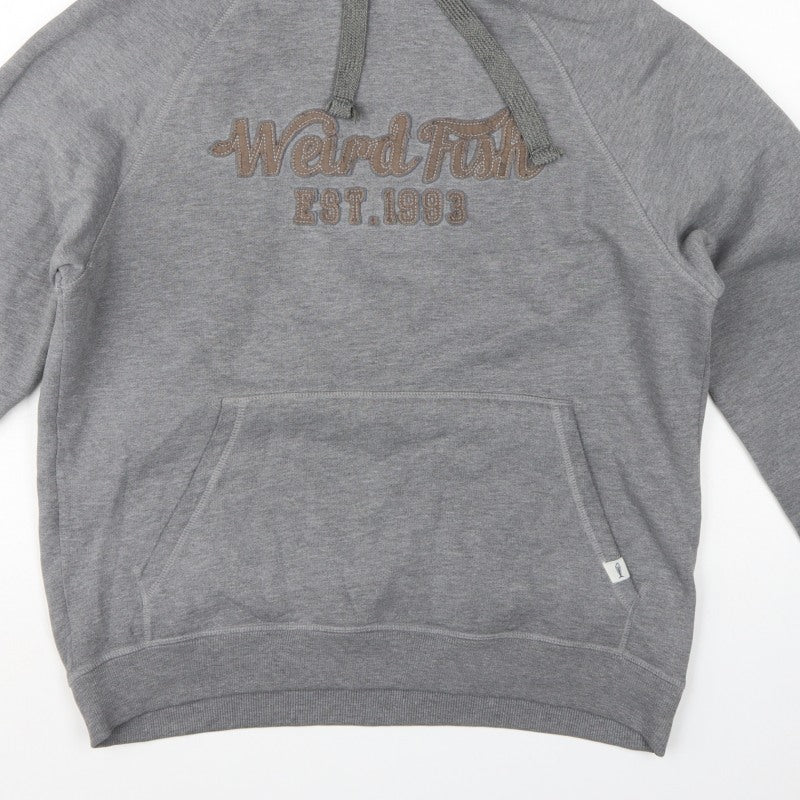 Weird Fish Men’s Grey M Pullover Hoodie Embroidered Logo