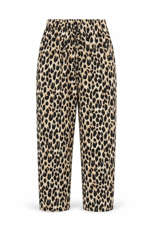Marks and Spencer Women Beige Leopard Print Drawstring Trousers UK 12