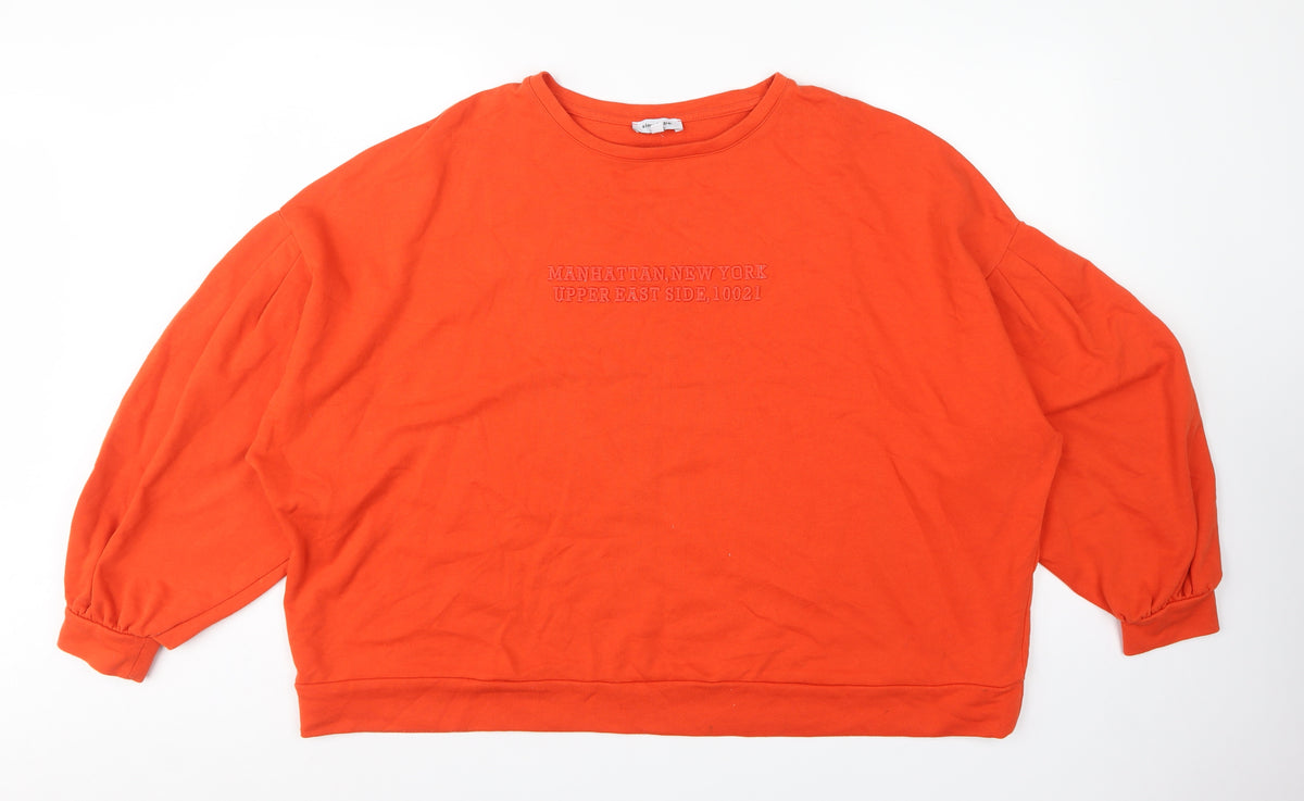 Simply Be Women Orange Size 28 Pullover Sweatshirt Balloon Sleeve