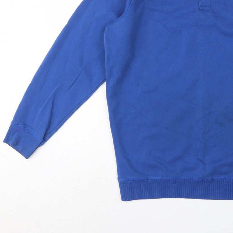 James Pringle Men’s Blue M Collared Henley Cotton Blend Sweatshirt