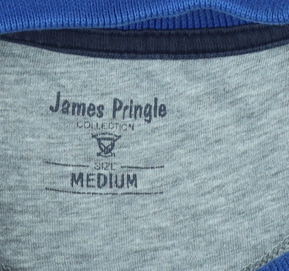 James Pringle Men’s Blue M Collared Henley Cotton Blend Sweatshirt