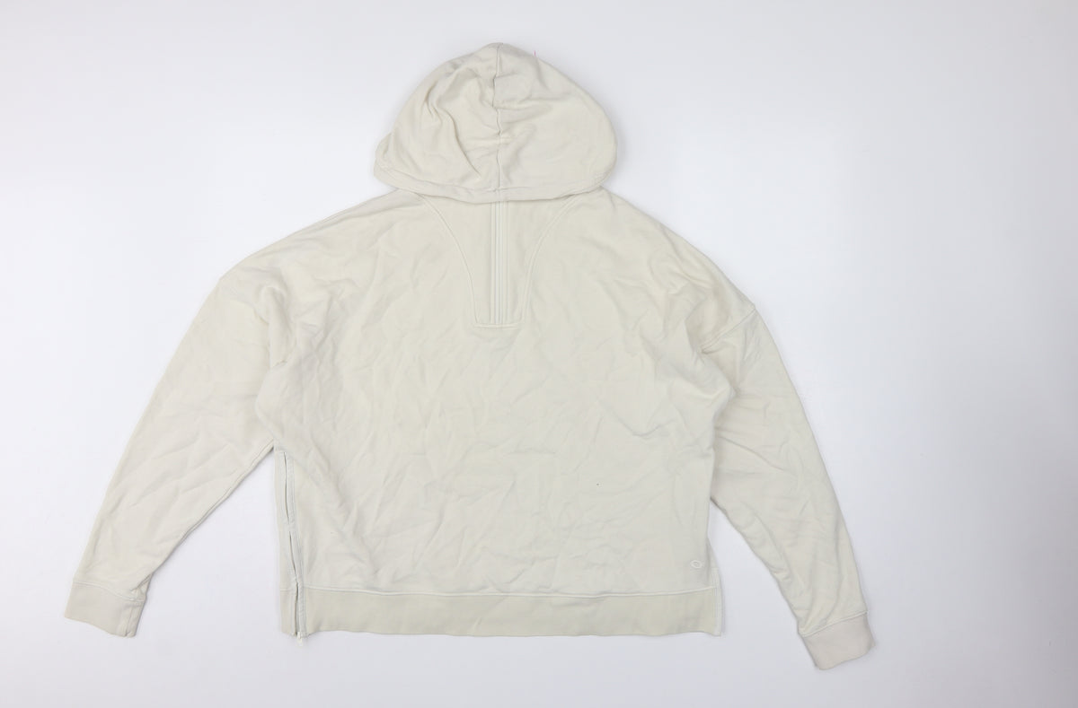 Marks & Spencer Women Ivory UK 16 1/4 Zip Hooded Pullover Sweatshirt