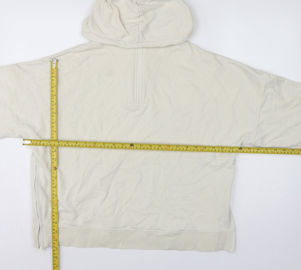 Marks & Spencer Women Ivory UK 16 1/4 Zip Hooded Pullover Sweatshirt