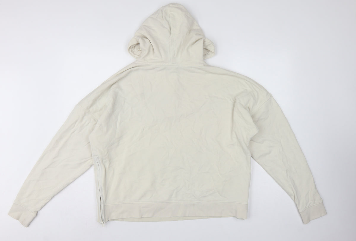 Marks & Spencer Women Ivory UK 16 1/4 Zip Hooded Pullover Sweatshirt