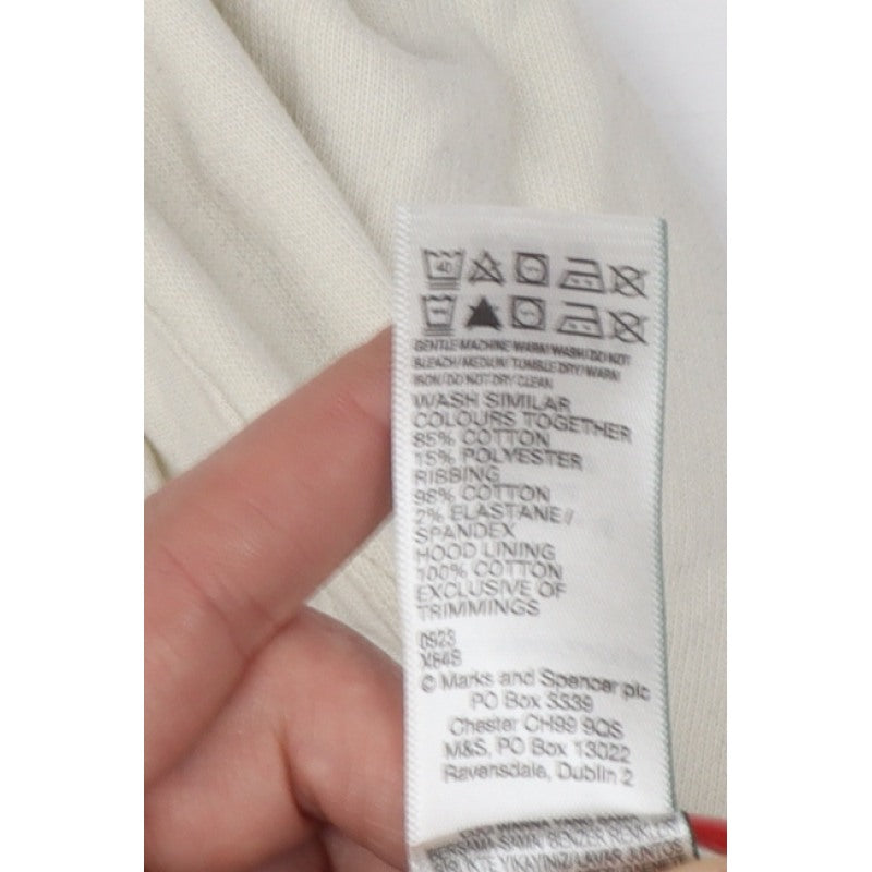Marks & Spencer Women Ivory UK 16 1/4 Zip Hooded Pullover Sweatshirt