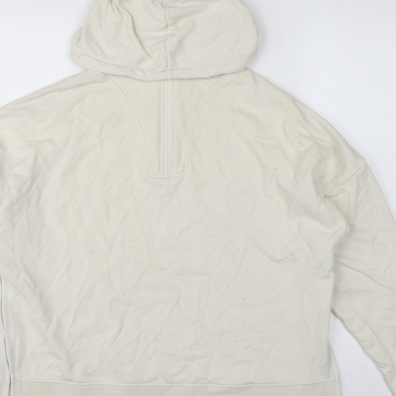 Marks & Spencer Women Ivory UK 16 1/4 Zip Hooded Pullover Sweatshirt