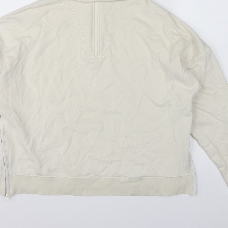 Marks & Spencer Women Ivory UK 16 1/4 Zip Hooded Pullover Sweatshirt