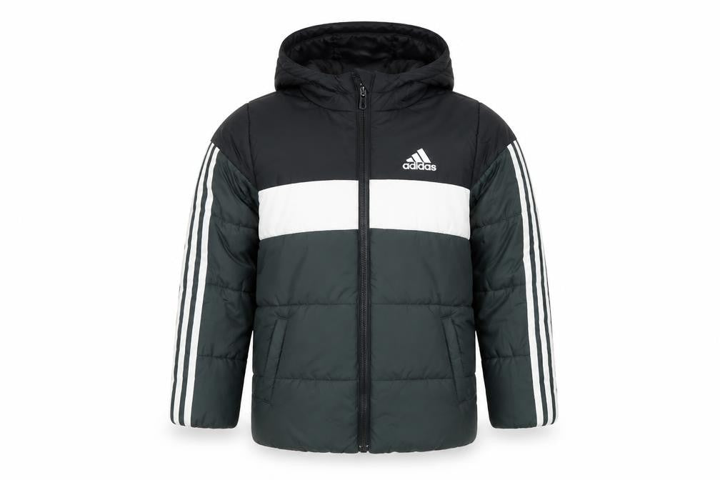 adidas Boys Black Colourblock Puffer Jacket 6-7 Years Hooded