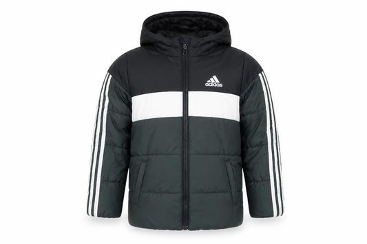 adidas Boys Black Colourblock Puffer Jacket 6-7 Years Hooded