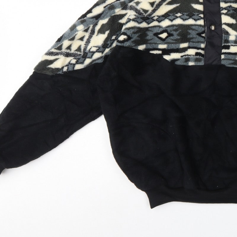 Guy Cotten Men's M Black Aztec Fleece Snap Pullover Sweatshirt