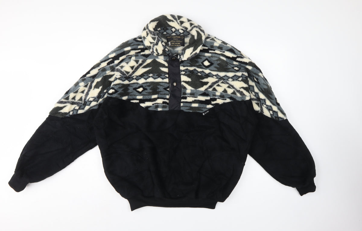 Guy Cotten Men's M Black Aztec Fleece Snap Pullover Sweatshirt