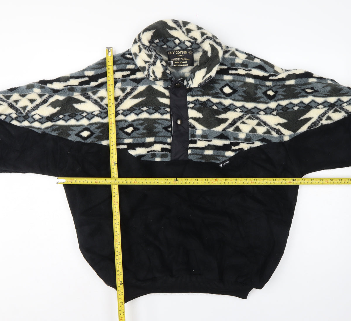 Guy Cotten Men's M Black Aztec Fleece Snap Pullover Sweatshirt