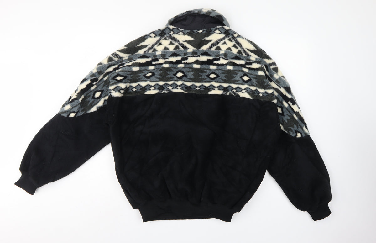 Guy Cotten Men's M Black Aztec Fleece Snap Pullover Sweatshirt