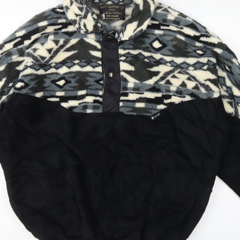 Guy Cotten Men's M Black Aztec Fleece Snap Pullover Sweatshirt