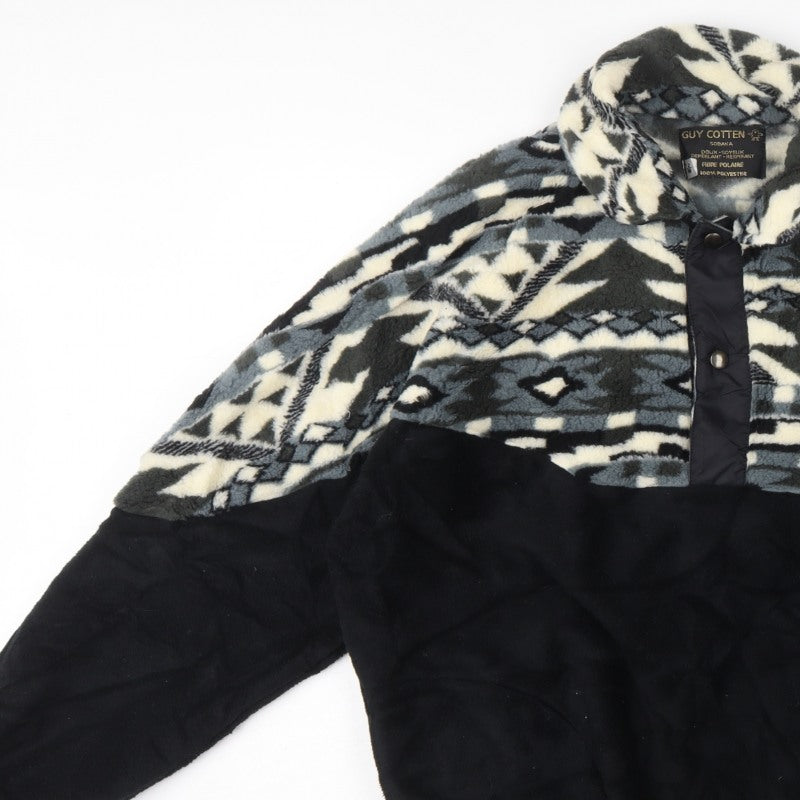 Guy Cotten Men's M Black Aztec Fleece Snap Pullover Sweatshirt