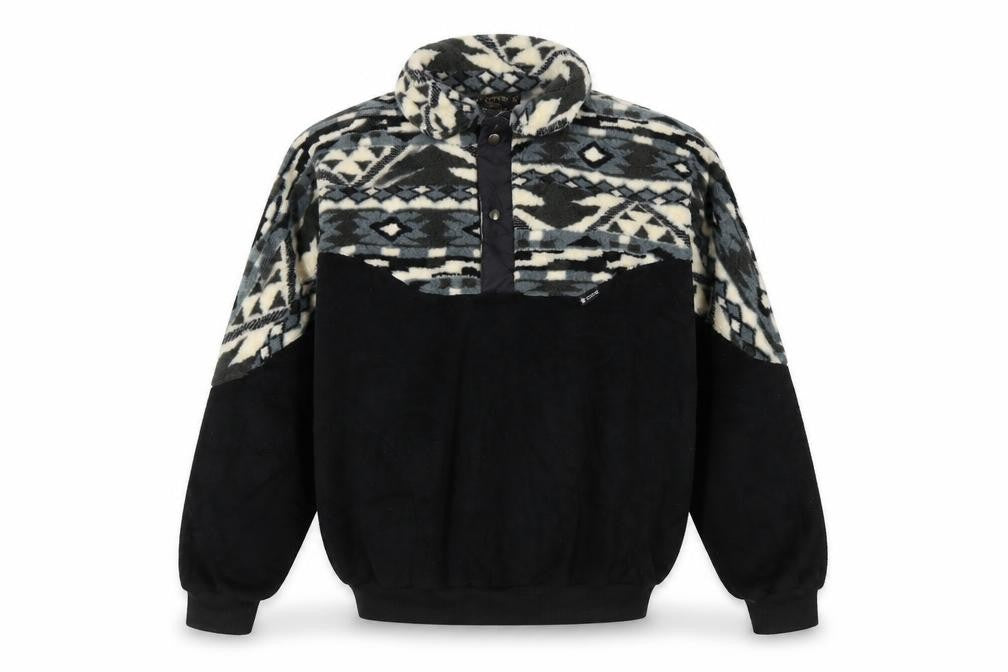 Guy Cotten Men's M Black Aztec Fleece Snap Pullover Sweatshirt