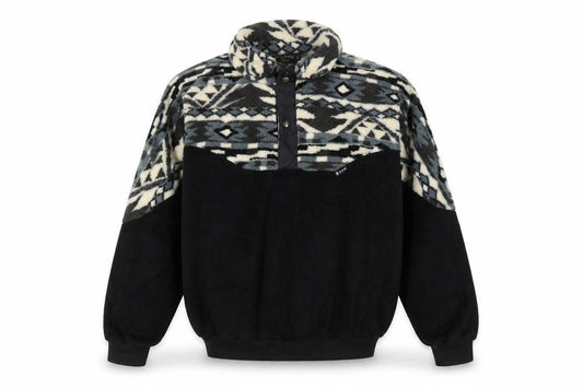 Guy Cotten Men's M Black Aztec Fleece Snap Pullover Sweatshirt