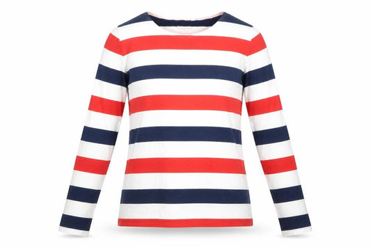 Boden Women’s Multicoloured Stripe Cotton Long Sleeve Basic Top UK 12