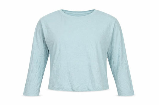 Sweety Betty Women Blue S Basic Long Sleeve Crew Neck Jersey T-Shirt