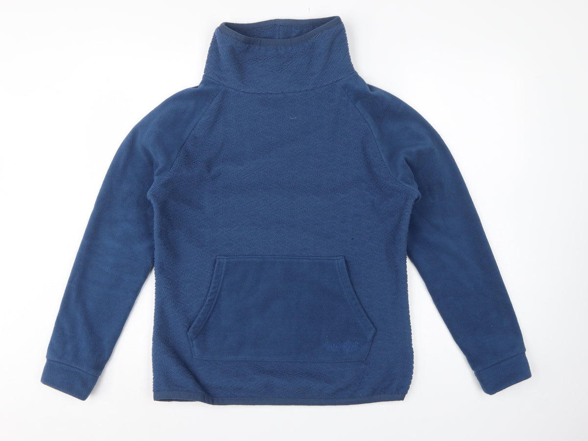 Weird Fish Women Blue Size 10 Pullover Fleece High Neck Sweatshirt