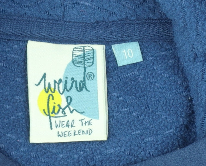 Weird Fish Women Blue Size 10 Pullover Fleece High Neck Sweatshirt