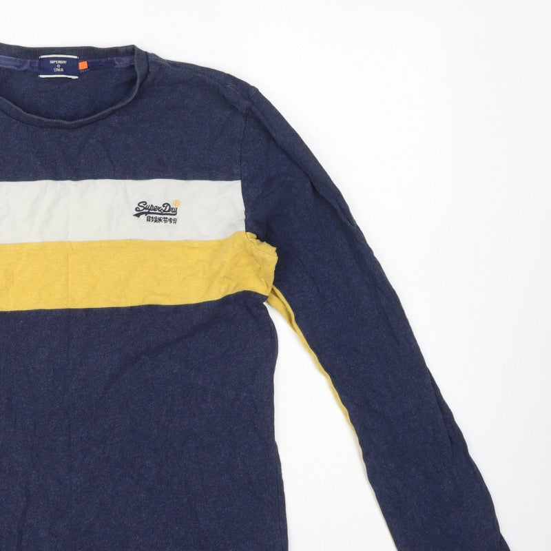 Superdry Men’s L Blue Colourblock Long Sleeve Logo T-Shirt
