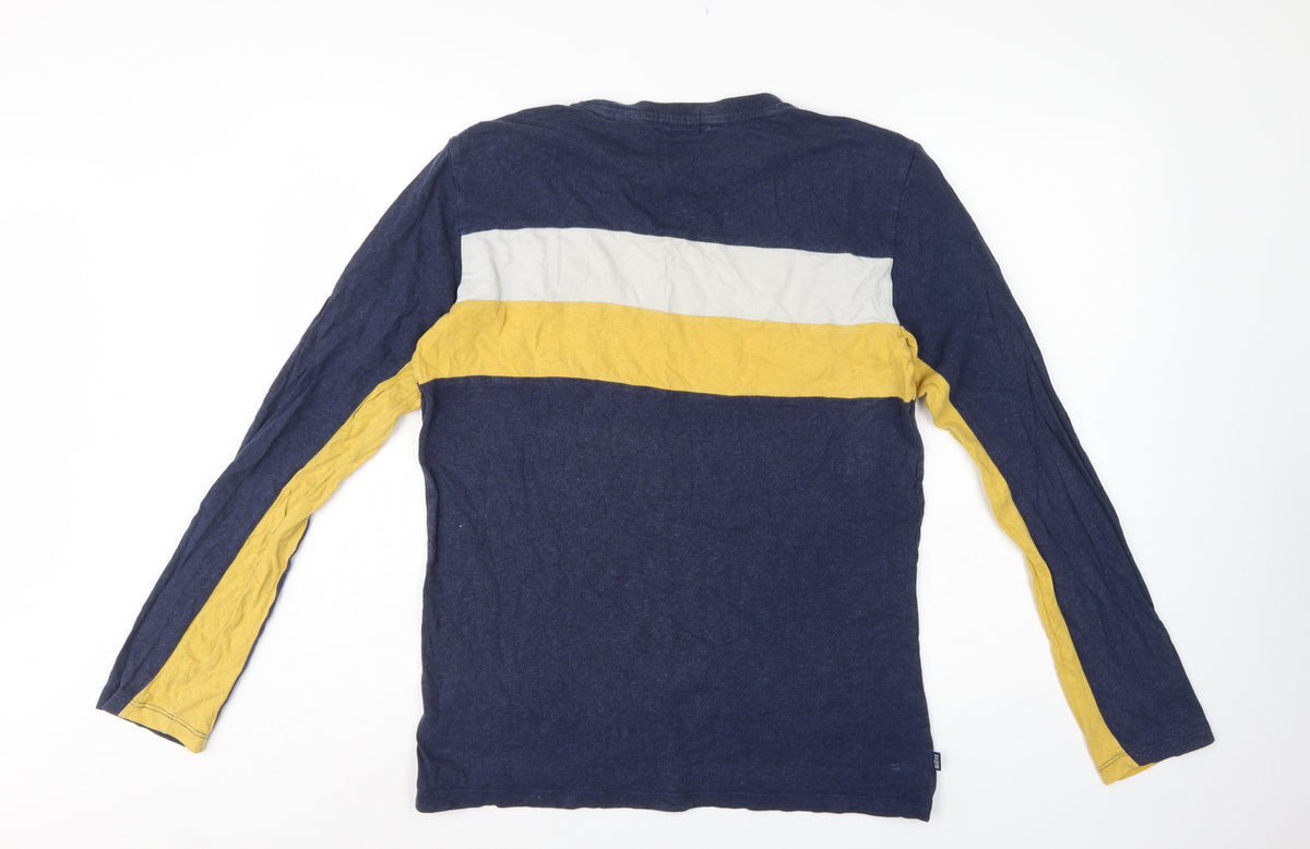 Superdry Men’s L Blue Colourblock Long Sleeve Logo T-Shirt