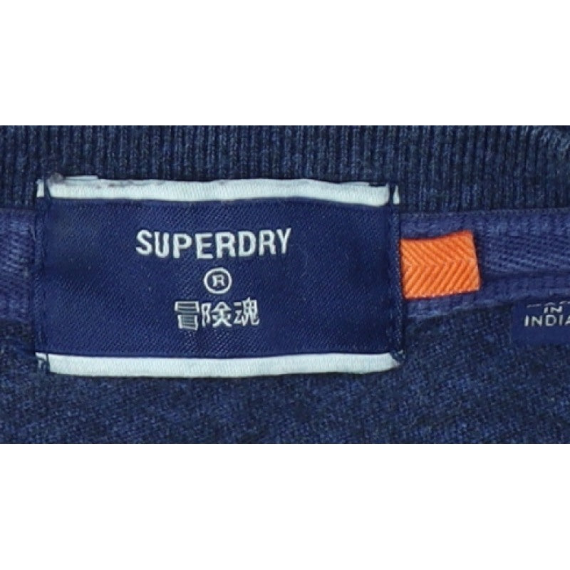 Superdry Men’s L Blue Colourblock Long Sleeve Logo T-Shirt