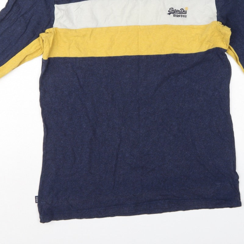 Superdry Men’s L Blue Colourblock Long Sleeve Logo T-Shirt