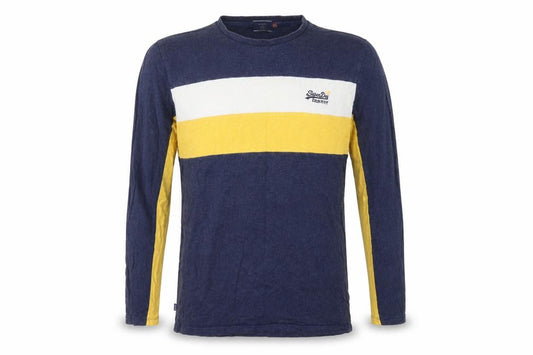 Superdry Men’s L Blue Colourblock Long Sleeve Logo T-Shirt