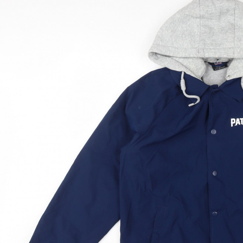 Primark Men Blue NFL Patriots Hooded Coach Jacket M