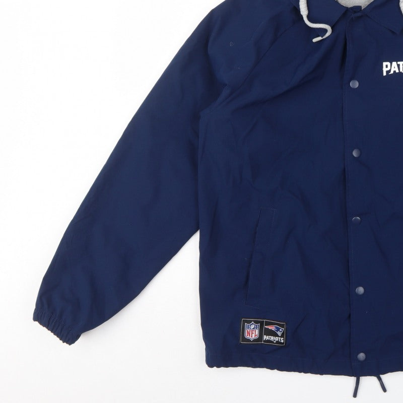 Primark Men Blue NFL Patriots Hooded Coach Jacket M