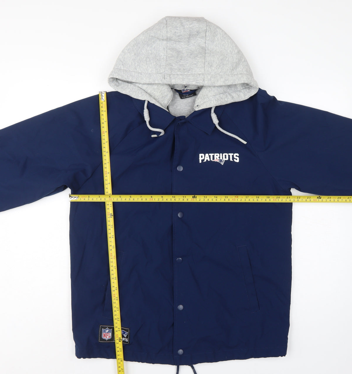 Primark Men Blue NFL Patriots Hooded Coach Jacket M