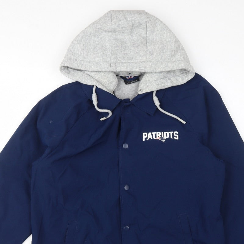 Primark Men Blue NFL Patriots Hooded Coach Jacket M